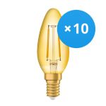 Multipack 10x Ledvance Vintage 1906 LED E14 Candle Gold 1.5W 120lm - 824 Extra Warm White | Replaces 15W Multipack 10x Ledvance Vintage 1906 LED E14 Candle Gold 1.5W 120lm - 824 Extra Warm White | Replaces 15W