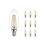 Multipack 10x Noxion Lucent LED E14 Candle Filament Clear 2.5W 250lm - 827 Extra Warm White | Dimmable - Replaces 25W Multipack 10x Noxion Lucent LED E14 Candle Filament Clear 2.5W 250lm - 827 Extra Warm White | Dimmable - Replaces 25W