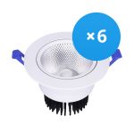 Multipack 6x LED Downlight Round Tiltable 15W 1200lm 60D - 930 Warm White | 135mm - Cutout 110mm - UGR <19 Multipack 6x LED Downlight Round Tiltable 15W 1200lm 60D - 930 Warm White | 135mm - Cutout 110mm - UGR <19