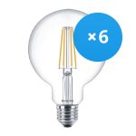 Multipack 6x Philips Corepro LEDglobe E27 Filament Clear 95mm 7W 806lm - 827 Extra Warm White | Replaces 60W