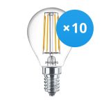 Multipack 10x Philips Corepro LEDluster E14 Ball Filament Clear 4.3W 470lm - 827 Extra Warm White | Replaces 40W