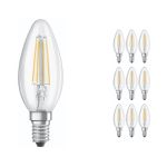Multipack 10x Ledvance CLASSIC LED E14 Candle Filament Clear 4.8W 470lm - 827 Extra Warm White | Dimmable - Replaces 40W