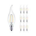 Multipack 10x Philips Corepro LEDcandle E14 Bent-tip Filament Clear 2W 250lm - 827 Extra Warm White | Replaces 25W