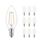 Multipack 10x Philips Corepro LEDcandle E14 Filament Clear 2W 250lm - 827 Extra Warm White | Replaces 25W