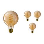 Multipack 4x Philips Classic LEDglobe E27 Filament Amber 95mm 4W 250lm - 820 Extra Warm White | Dimmable - Replaces 25W