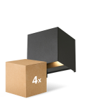 Multipack 4x D'Lite LED Wall Light Elingen Aluminium Black 4.9W 290lm - 830 Warm White