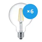 Multipack 6x Philips Corepro LEDglobe E27 Filament Clear 95mm 7W 806lm - 827 Extra Warm White | Replaces 60W