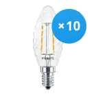 Multipack 10x Philips Corepro LEDcandle E14 Twisted Candle Filament Clear 2W 250lm - 827 Extra Warm White | Replaces 25W