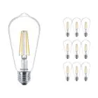Multipack 10x Philips Corepro LEDbulb E27 Edison Filament Clear 7W 806lm - 827 Extra Warm White | Replaces 60W