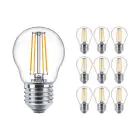 Multipack 10x Philips Corepro LEDluster E27 Ball Filament Clear 4.3W 470lm - 827 Extra Warm White | Replaces 40W