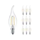 Multipack 10x Philips Corepro LEDcandle E14 Bent-tip Filament Clear 2W 250lm - 827 Extra Warm White | Replaces 25W
