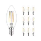 Multipack 10x Philips Corepro LEDcandle E14 Filament Clear 4.3W 470lm - 827 Extra Warm White | Replaces 40W