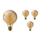 Multipack 4x Philips Classic LEDglobe E27 Filament Amber 95mm 4W 250lm - 820 Extra Warm White | Dimmable - Replaces 25W
