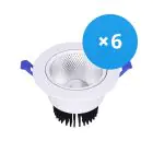 Multipack 6x LED Downlight Round Tiltable 7W 560lm 60D - 930 Warm White | 85mm - Cutout 70mm - UGR 