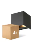 Multipack 4x D'Lite LED Wall Light Elingen Aluminium Black 4.9W 290lm - 830 Warm White